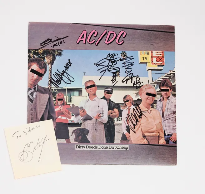 AC DC Dirty Deeds Done Dirt Cheap Autographed Album