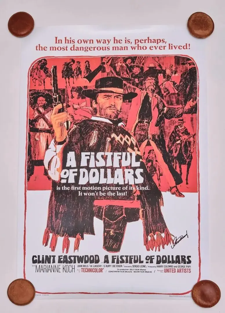 A Fist Full of Dollars Movie Poster Autographed by Clint Eastwood