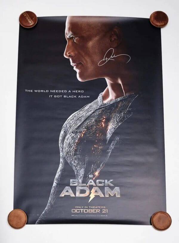 Black Adam Movie Poster Autographed by Dwayne Johnson