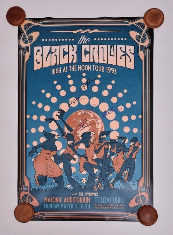 Black Crowes Autographed Concert Poster