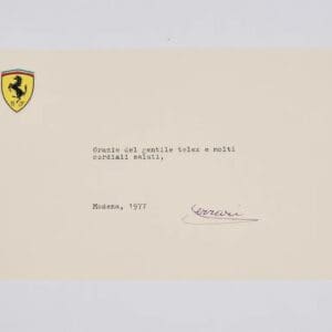 Enzo Ferrari Autographed Note