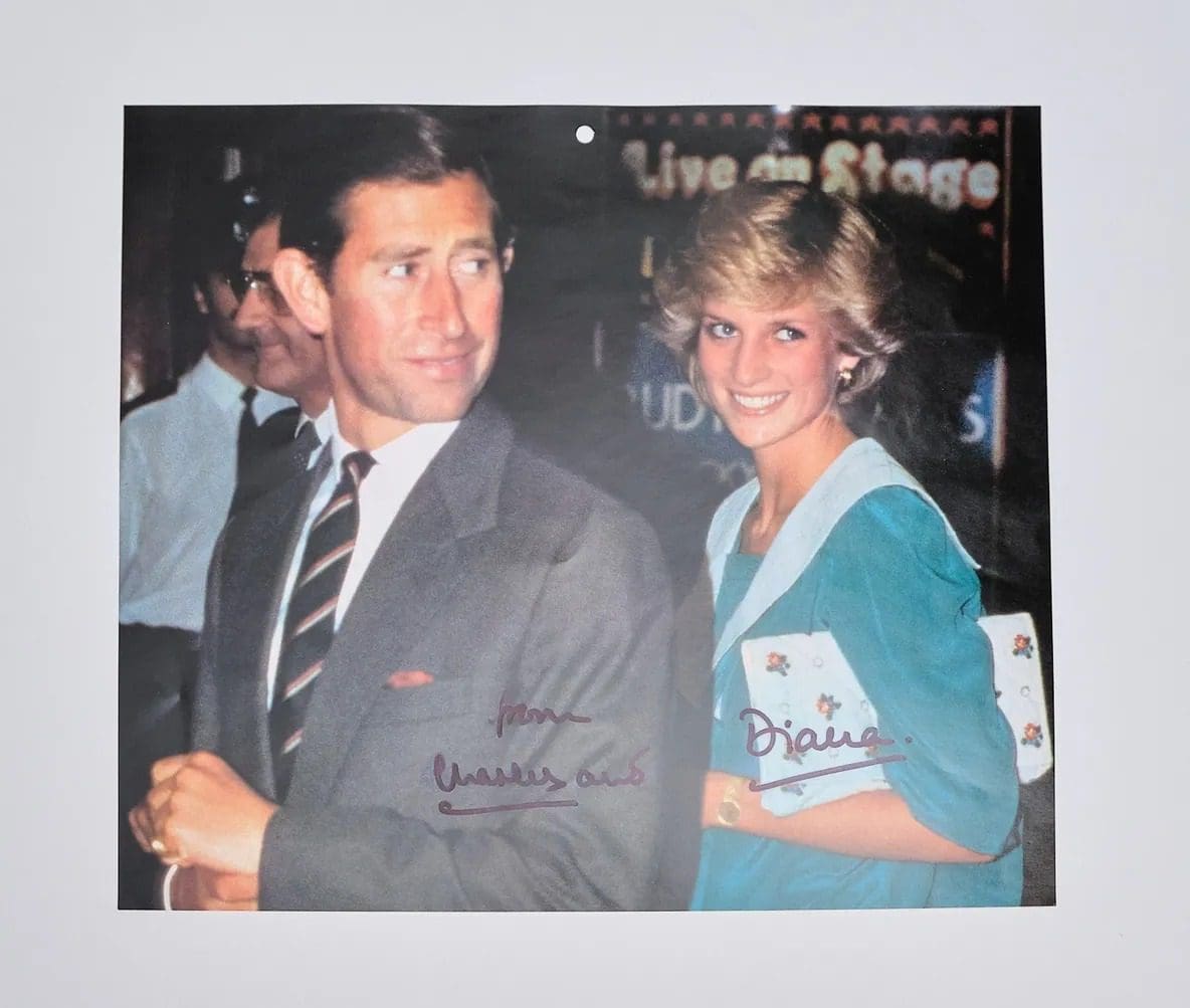 Prince Charles and Lady Diana Autographed Calendar Photo