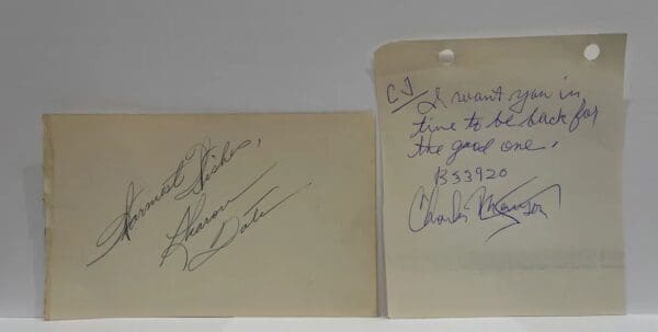 Charles Manson and Sharon Tate Signatures