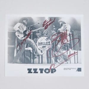 Signed ZZ Top band photo in concert.
