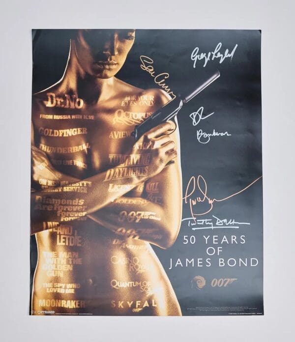 50 Years of James Bond Mini Poster Autographed by Bond Actors