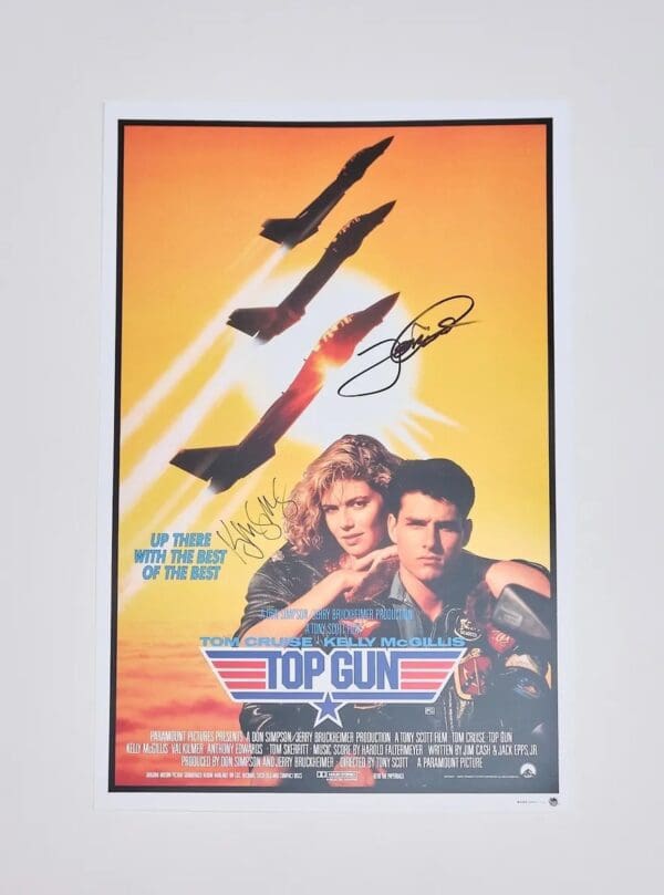 "Top Gun" Mini Movie Poster Autographed by Tom Cruise and Kelly McGillis