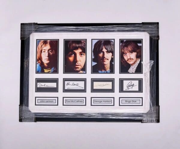 Framed Beatles Signatures with Photos