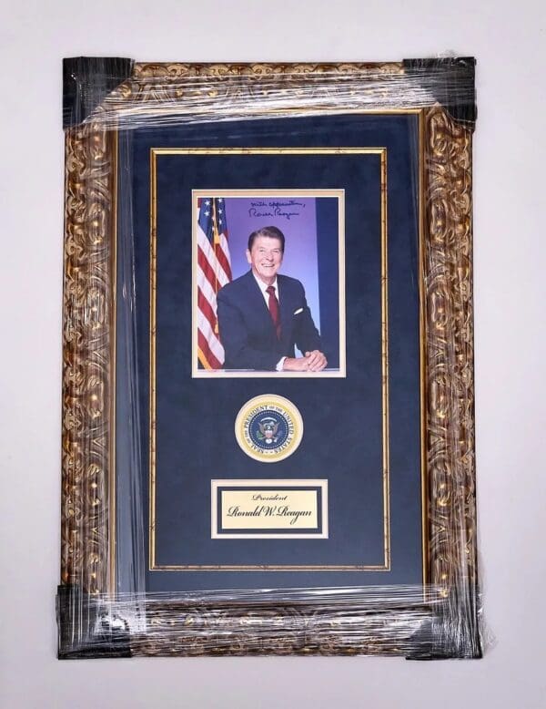 Framed President Ronald Reagan Autographed Photo