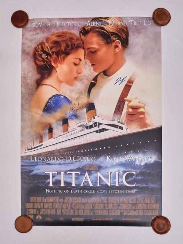 "Titanic" Movie Poster Autographed by Leonardo DiCaprio and Kate Winslet