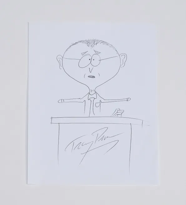 South Park Trey Parker Autographed Sketch Mr.Mackey