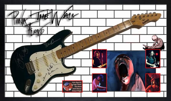 "Pink Floyd" Autographed Guitar as framed