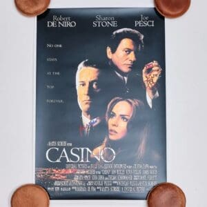 Casino movie poster with three main actors.