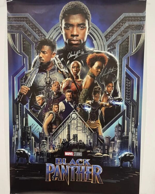 Black Panther Autographed Movie Poster