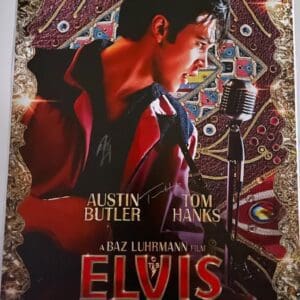 Elvis movie poster with Austin Butler singing.