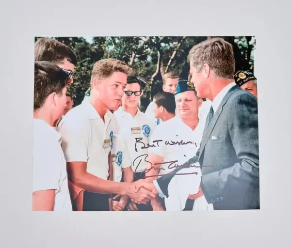 Bill Clinton Autographed Photo with John F. Kennedy