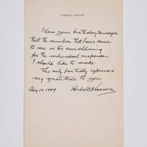 Herbert Hoover Autographed Letter