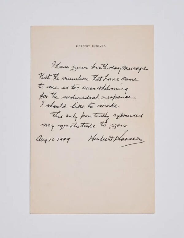 Herbert Hoover Autographed Letter
