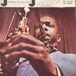 Jazz musician playing trumpet on magazine cover.