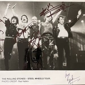 Band performing on stage, Steel Wheels Tour.