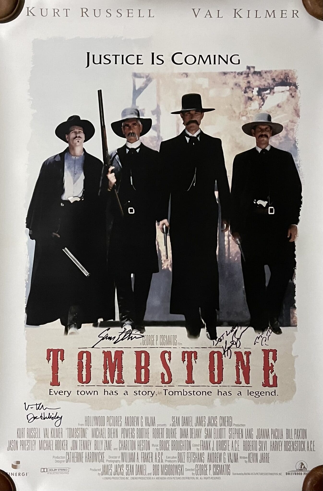 "Tombstone" Cast Autographed Movie Poster - YourPremierMemorabilia