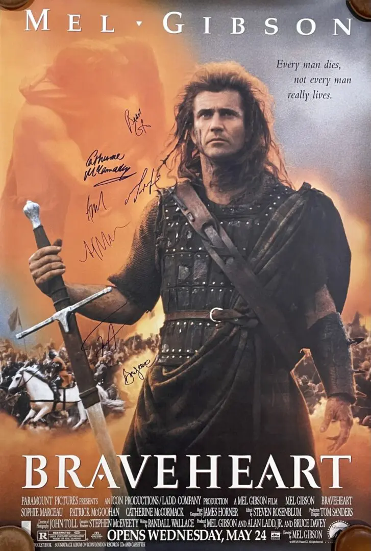 Braveheart Autographed Movie Poster, Autographed by Brian Cox