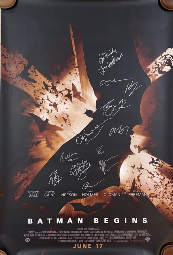 Batman Begins Autographed Movie Poster