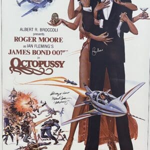 James Bond Octopussy movie poster, action scenes.