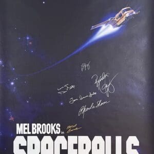 Spaceballs movie poster with spaceship illustration.