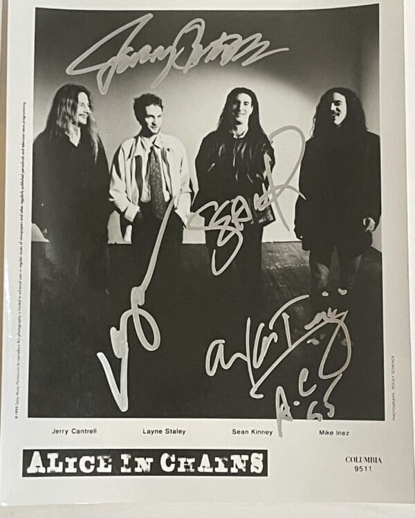 Alice In Chains Autographed 8x10 Photo