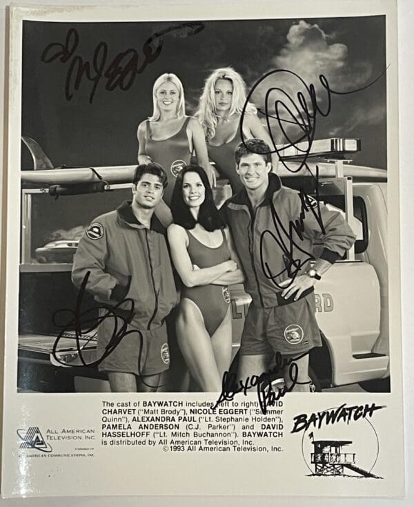 Baywatch Cast Signed 8x10 Photo