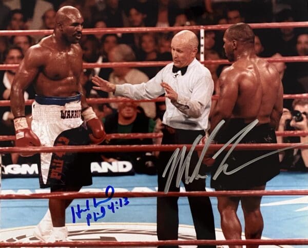 "Mike Tyson and Evander Holyfield" Autographed 10x8 Photo