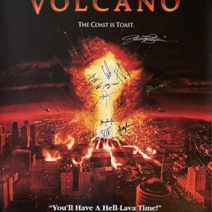 Movie poster featuring erupting volcano scene.
