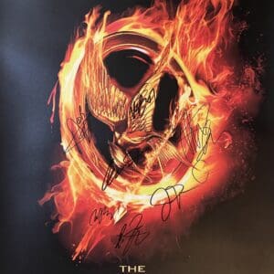 The Hunger Games poster with signatures.