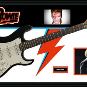 Electric guitar with David Bowie images.