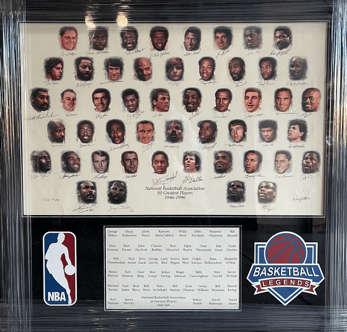 *Framed* “NBA 50 Greatest Players” Autographed Litho ...