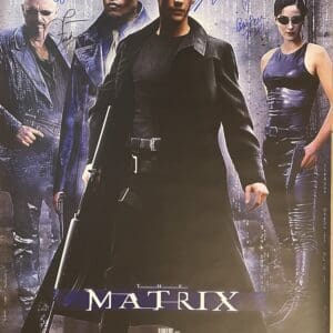 The Matrix movie poster with main characters.
