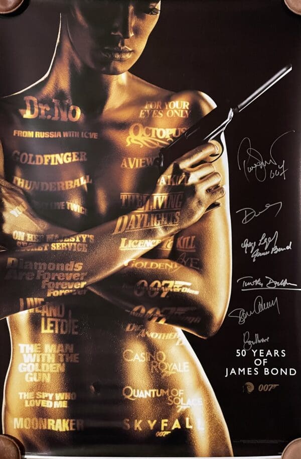 "50 Years of James Bond" Poster Autographed by Bond Actors