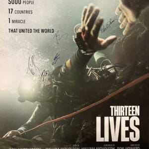 Divers underwater in "Thirteen Lives" movie poster.