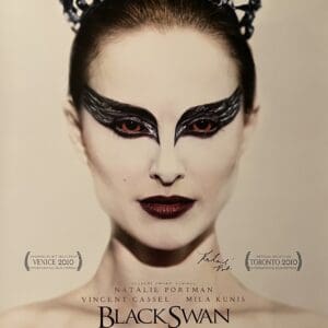 Black Swan movie poster with dramatic makeup.