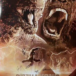 Godzilla and Kong roaring movie poster.