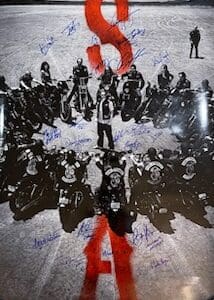 Motorcycle group forming "S" and "A".