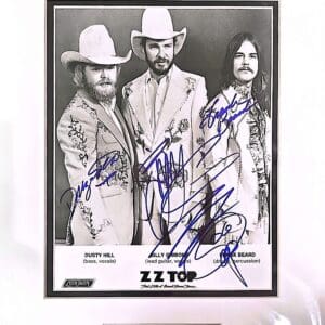 Signed ZZ Top black and white photo.