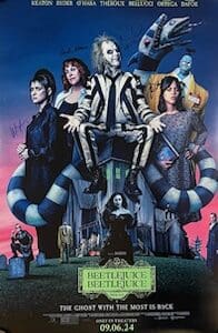 Beetlejuice movie poster with characters ensemble.