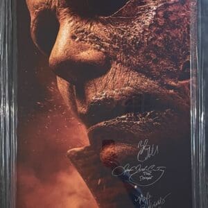 Halloween Kills movie poster with signatures.
