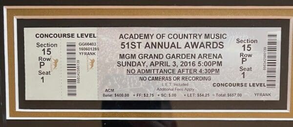 "51st Academy Country Awards" Autographed Program/Ticket - Image 4