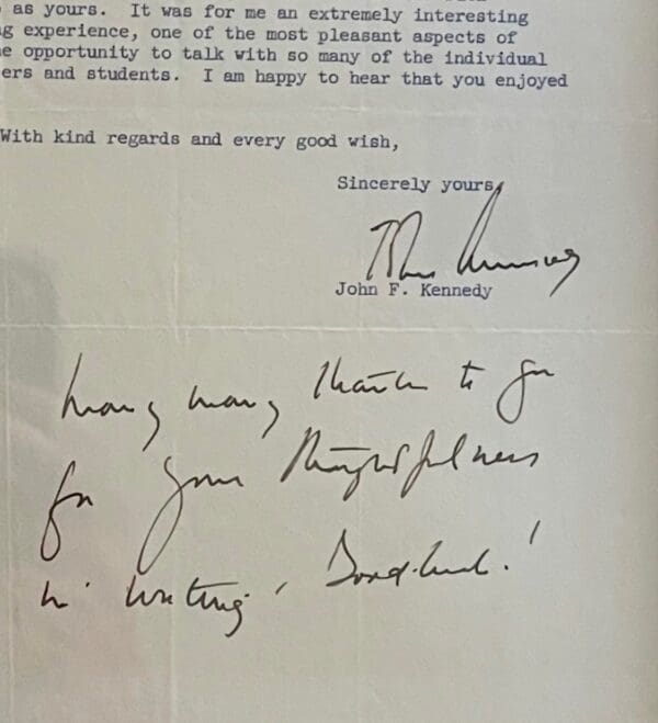 "John F. Kennedy" Autographed Letter - Image 2