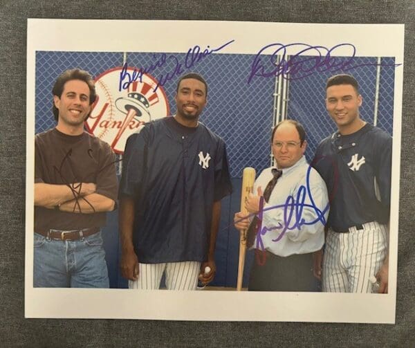 "Seinfeld cast w/ Derek Jeter & Bernie Williams" Autographed Photo