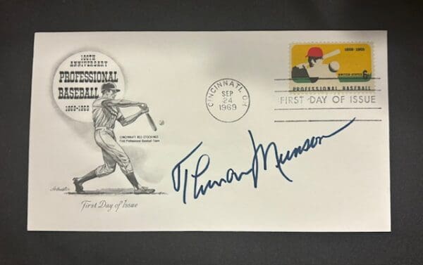 "Thurman Munson" Autographed Baseball Postcard