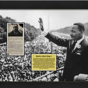 Civil rights leader addressing a large crowd.