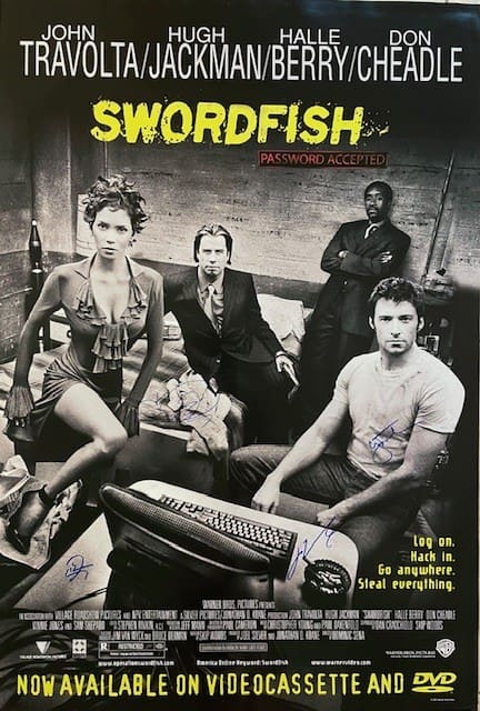 Swordfish movie poster with main cast.